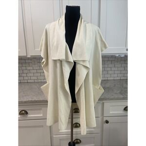 SSYS Sweater Womens One Size Cream Beige Knit Open Front Short Sleeve Cardigan